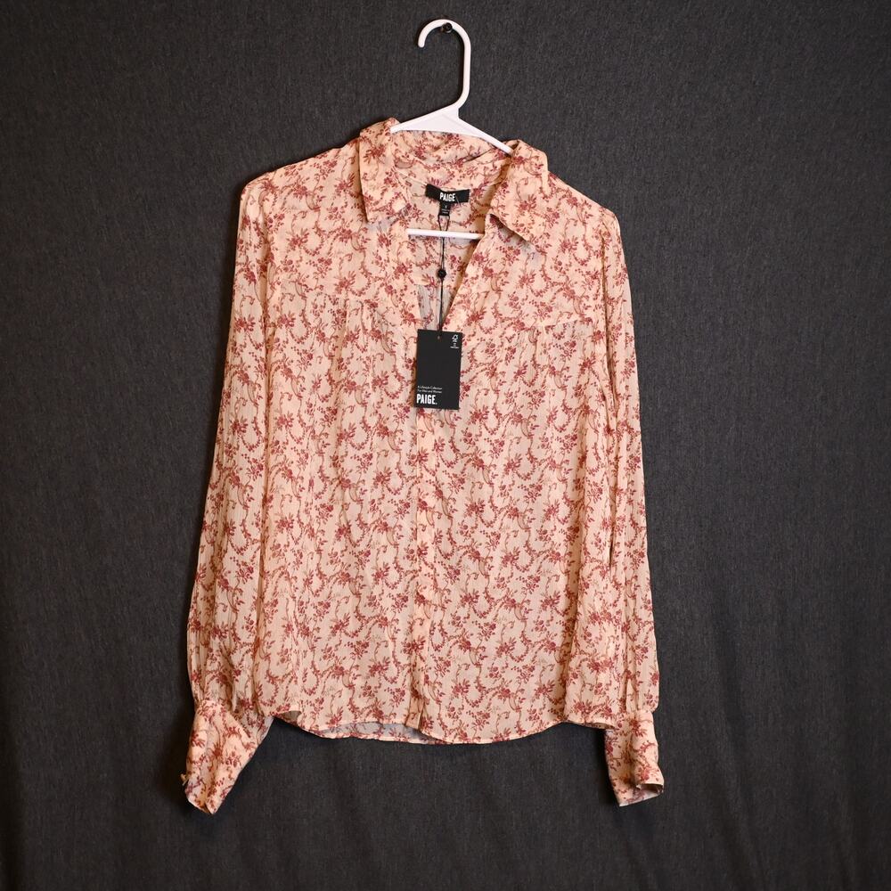 NEW Paige Women's S 100% Silk Floral Blouse Top Gardener Button Up NWT